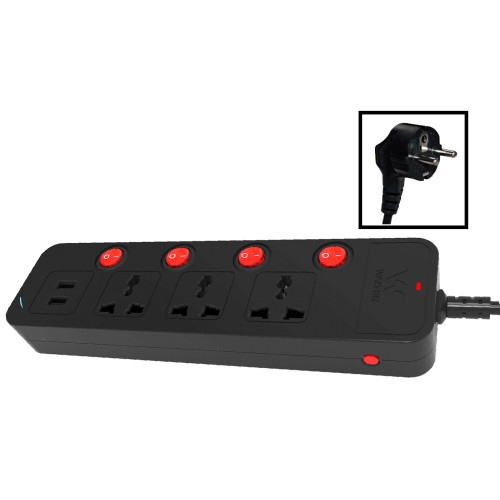 Walton Extension Socket with 5m Cable & USB port  WESU2P3H5