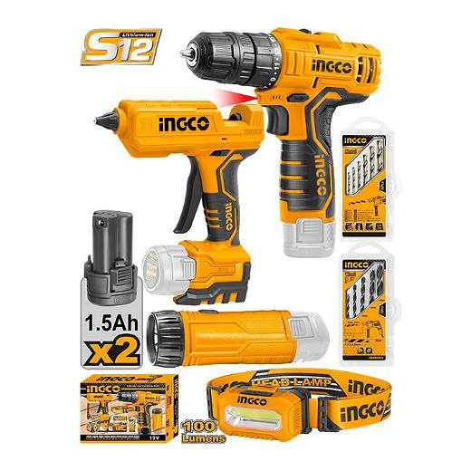 Ingco Cordless 4 pcs combo kit ইংকো কর্ডলেস 4 পিসি কম্বো কিট