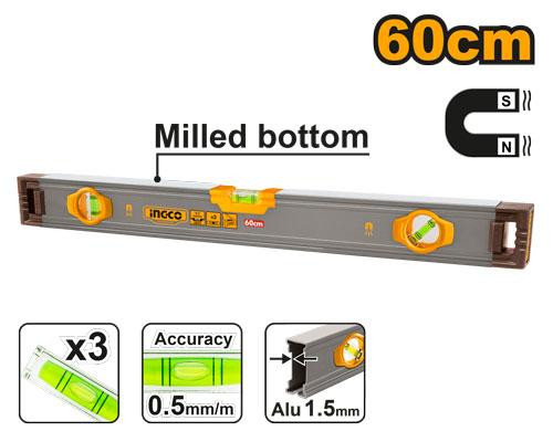 Spirit level with powerful magnets