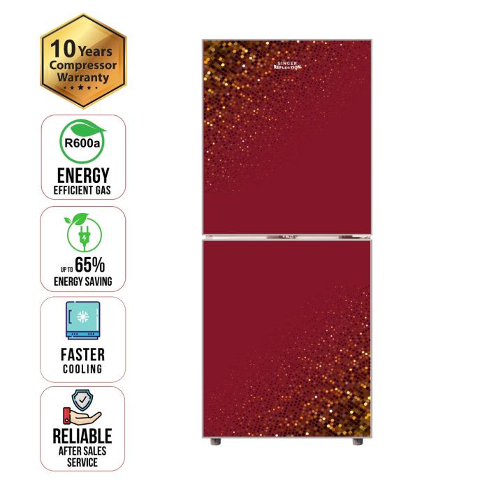 SINGER Top Mount Refrigerator | 243 Ltr | BCD-243R-RG | Red