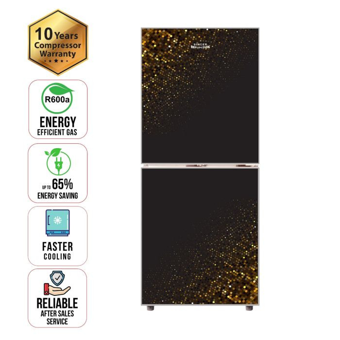 SINGER Top Mount Refrigerator | 243 Ltr | BCD-243R-BG | Black