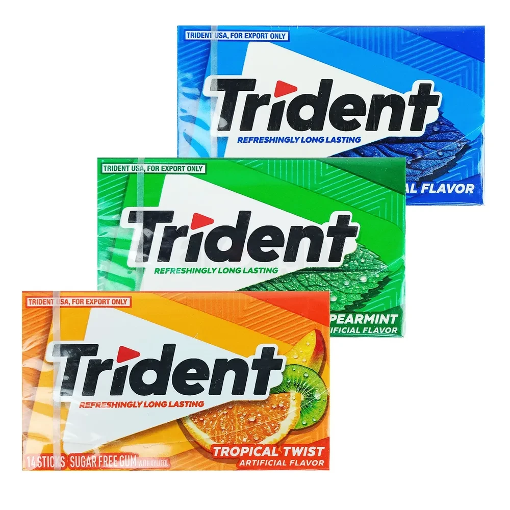 Trident Sugar Free Chewing Gum All Flavoure 14 Sticks