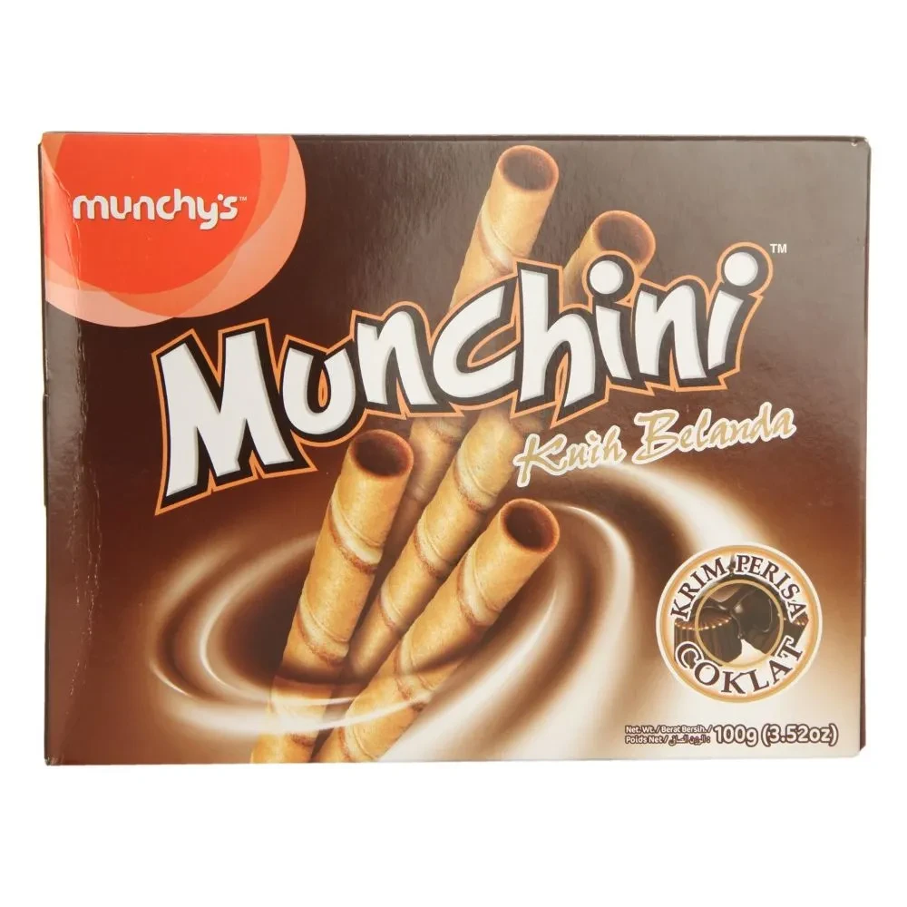 Munchy's Chocolate Wafer Rolls - Kuih Belanda Krim Perisa, 100gm