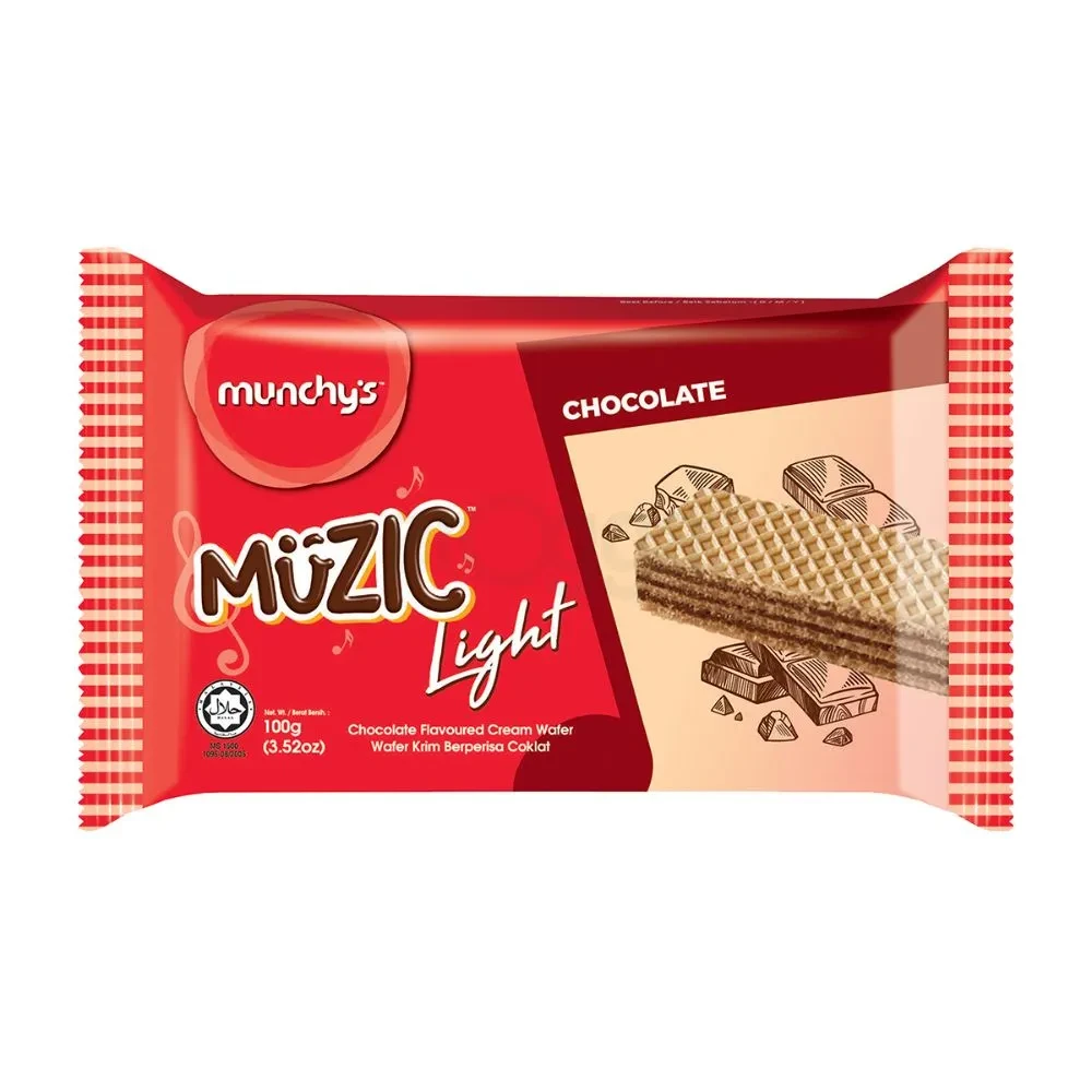 Munchys Muzic Light Chocolate Flavoured Cream Wafer 100gm