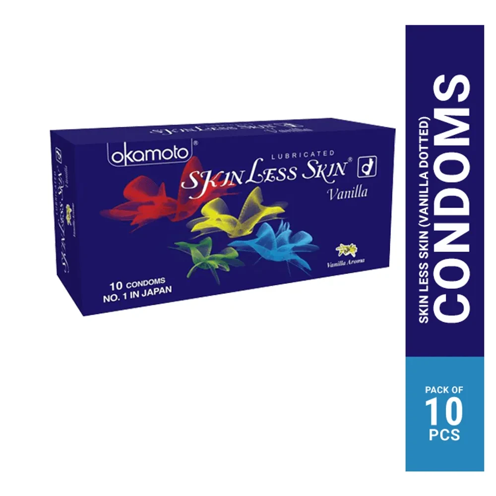 Okamoto Skinless Skin - Vanilla Flavour Dotted Condom - 10Pcs Pack(No 1 Japan)